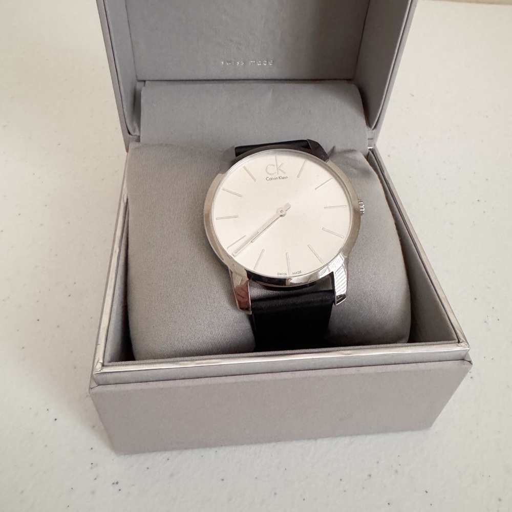 Calvin Klein Silver Dial Black Strap Watch - Picture 3 of 10